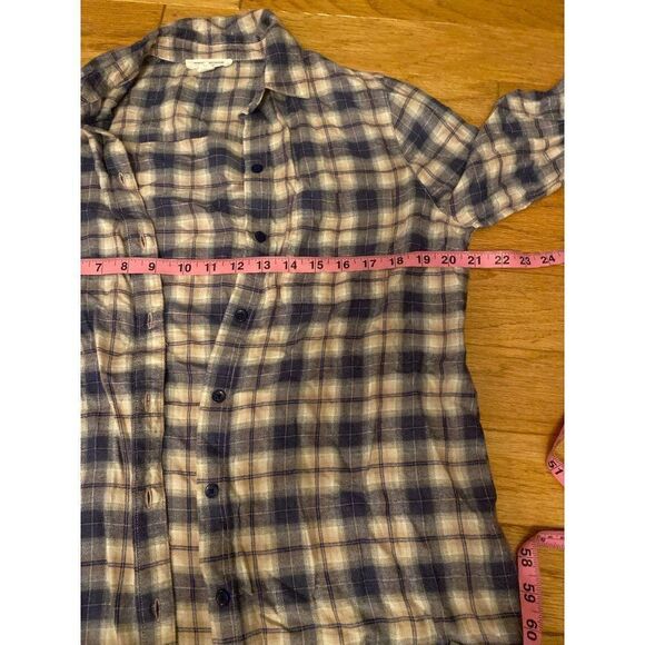 BeachLunchLounge women's soft plaid button down collared long sleeve shirt sz S - Picture 5 of 9